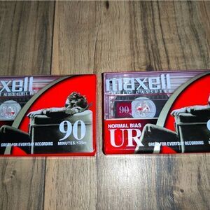 2 Maxell UR-90 Blank Audio Cassette Tapes Type I